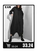 Women's Black Stand-Collar Blazer with Vintage Metal Buckles and Long Sleeves