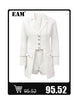Women's Black Stand-Collar Blazer with Vintage Metal Buckles and Long Sleeves