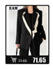 Women's Black Stand-Collar Blazer with Vintage Metal Buckles and Long Sleeves