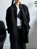 Women's Black Stand-Collar Blazer with Vintage Metal Buckles and Long Sleeves