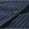 Women's Long Striped Wool Blazer Coat with Shoulder Pads and Notched Lapels