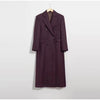 Women's Long Striped Wool Blazer Coat with Shoulder Pads and Notched Lapels