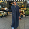 Women's Long Striped Wool Blazer Coat with Shoulder Pads and Notched Lapels