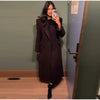 Women's Long Striped Wool Blazer Coat with Shoulder Pads and Notched Lapels