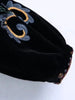 Women's Embroidered Velvet Cropped Blazer with an Open Front and Long Sleeves