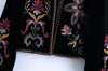 Women's Embroidered Velvet Cropped Blazer with an Open Front and Long Sleeves