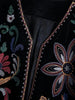 Women's Embroidered Velvet Cropped Blazer with an Open Front and Long Sleeves