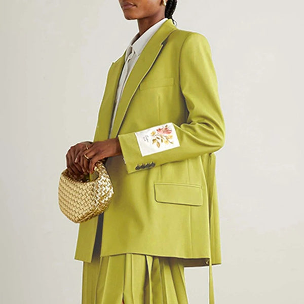 Women's Relaxed-Fit Green Blazer Jacket for Spring Autumn and Winter