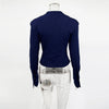 Women's Waist-Cinched V-Neck Blazer with Long Sleeves in Blue Black or White