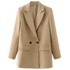 Women's Oversized Blazer Jacket with Long Sleeves in Beige Black Khaki or Chocolate