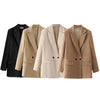Women's Oversized Blazer Jacket with Long Sleeves in Beige Black Khaki or Chocolate