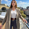 Women's Oversized Blazer Jacket with Long Sleeves in Beige Black Khaki or Chocolate