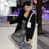 Women's Oversized Blazer Jacket with Long Sleeves in Beige Black Khaki or Chocolate