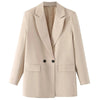 Women's Oversized Blazer Jacket with Long Sleeves in Beige Black Khaki or Chocolate