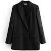 Women's Oversized Blazer Jacket with Long Sleeves in Beige Black Khaki or Chocolate