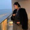 Women's Gray Plaid Cropped Blazer with an Asymmetrical Button Front