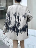 Women's Ink-Painting Blazer with Notched Lapels and Long Sleeves