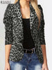 Women's Printed Long-Sleeve Blazer with Notched Lapels