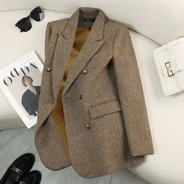 Women's High-Quality Suit Autumn Winter Word Pattern Blazer Temperament Cool Design Unique Tops
