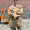Women's Asymmetrical Blazer with Notched Lapels and Long Sleeves in Black Khaki or Gray