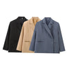 Women's Asymmetrical Blazer with Notched Lapels and Long Sleeves in Black Khaki or Gray