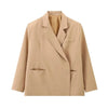 Women's Asymmetrical Blazer with Notched Lapels and Long Sleeves in Black Khaki or Gray