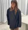 Women's Asymmetrical Blazer with Notched Lapels and Long Sleeves in Black Khaki or Gray