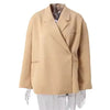 Women's Asymmetrical Blazer with Notched Lapels and Long Sleeves in Black Khaki or Gray