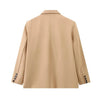 Women's Asymmetrical Blazer with Notched Lapels and Long Sleeves in Black Khaki or Gray