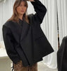 Women's Asymmetrical Blazer with Notched Lapels and Long Sleeves in Black Khaki or Gray