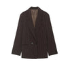 Women's Oversized Striped Blazer Coat with Long Sleeves and Front Pockets