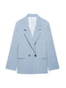 Women's Oversized Striped Blazer Coat with Long Sleeves and Front Pockets