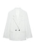 Women's Oversized Striped Blazer Coat with Long Sleeves and Front Pockets