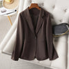 Women's Brown Long-Sleeve Blazer Jacket for Spring and Fall
