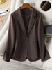 Women's Brown Long-Sleeve Blazer Jacket for Spring and Fall