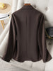 Women's Brown Long-Sleeve Blazer Jacket for Spring and Fall