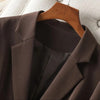 Women's Brown Long-Sleeve Blazer Jacket for Spring and Fall
