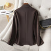 Women's Brown Long-Sleeve Blazer Jacket for Spring and Fall