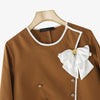 Women's Long-Sleeve Blazer with Double-Breasted Design