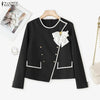 Women's Long-Sleeve Blazer with Double-Breasted Design