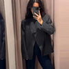 Women's Stand-Collar Blazer with Long Sleeves and Decorative Pockets in Four Colors
