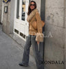 Women's KONDALA Fall Fur Collar Suede Blazer 's Elegant Buttons Slim Suit Autumn High Street Faux Fur Blazer