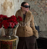 Women's KONDALA Fall Fur Collar Suede Blazer 's Elegant Buttons Slim Suit Autumn High Street Faux Fur Blazer