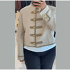 Women's Knit-Patchwork Blazer with Frog Closures and Shoulder Pads in Eight Styles