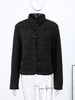 Women's Knit-Patchwork Blazer with Frog Closures and Shoulder Pads in Eight Styles
