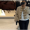 Women's Knit-Patchwork Blazer with Frog Closures and Shoulder Pads in Eight Styles