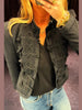 Women's Knit-Patchwork Blazer with Frog Closures and Shoulder Pads in Eight Styles