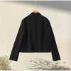 Women's Knit-Patchwork Blazer with Frog Closures and Shoulder Pads in Eight Styles