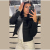 Women's Knit-Patchwork Blazer with Frog Closures and Shoulder Pads in Eight Styles