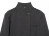 Women's Faux Wool Fitted Blazer Jacket with a Stand Collar in Dark Gray
